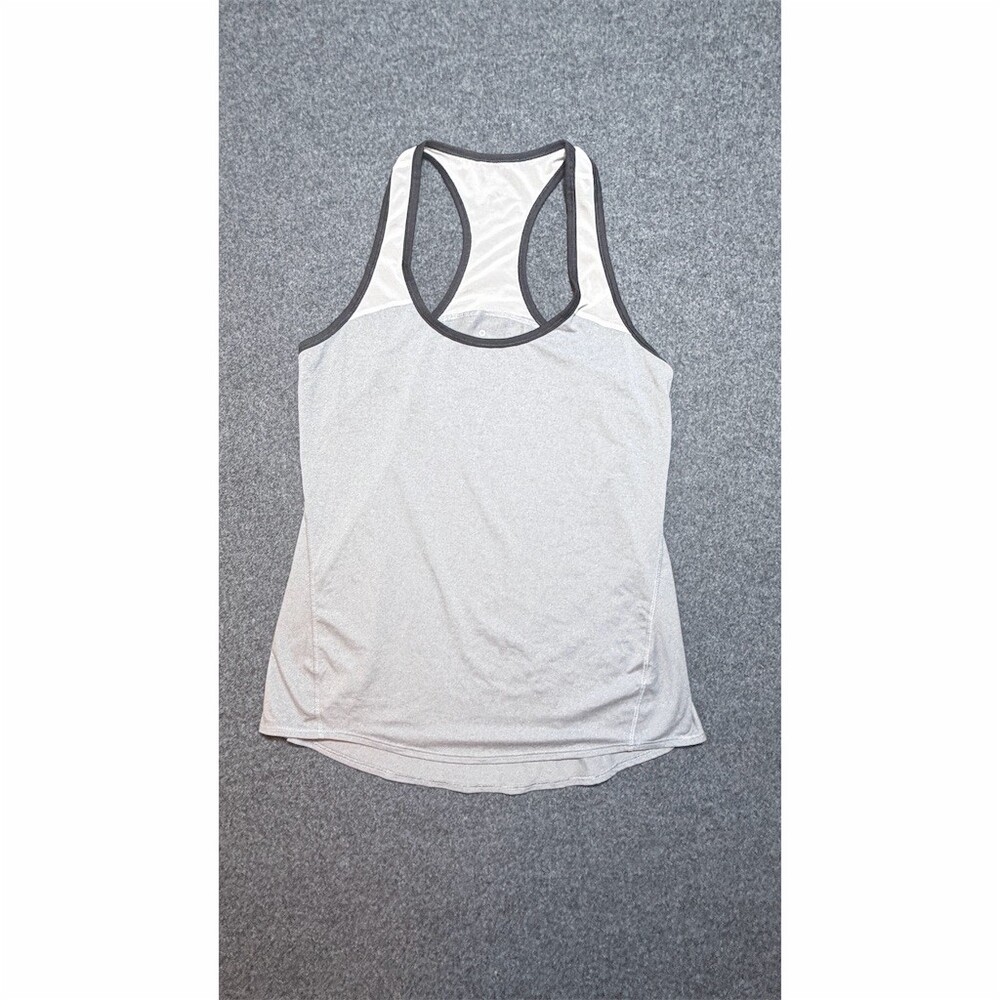 Athleta  Chi Mesh-Panel Racerback Tank Top Womens Size S Light Gray Mesh Back